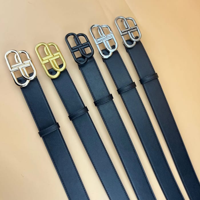 Designer Leather Belts with Interlocking Buckles