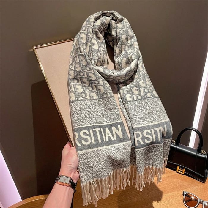 Christian Dior Monogram Pattern Scarf Gray