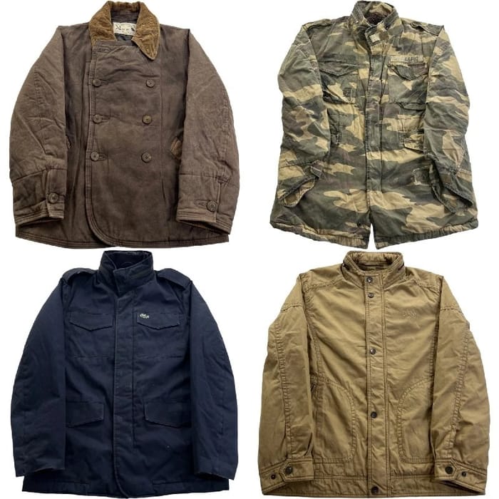 M.L.B. Double-Breasted Military-Style Jacket Brown Corduroy Collar