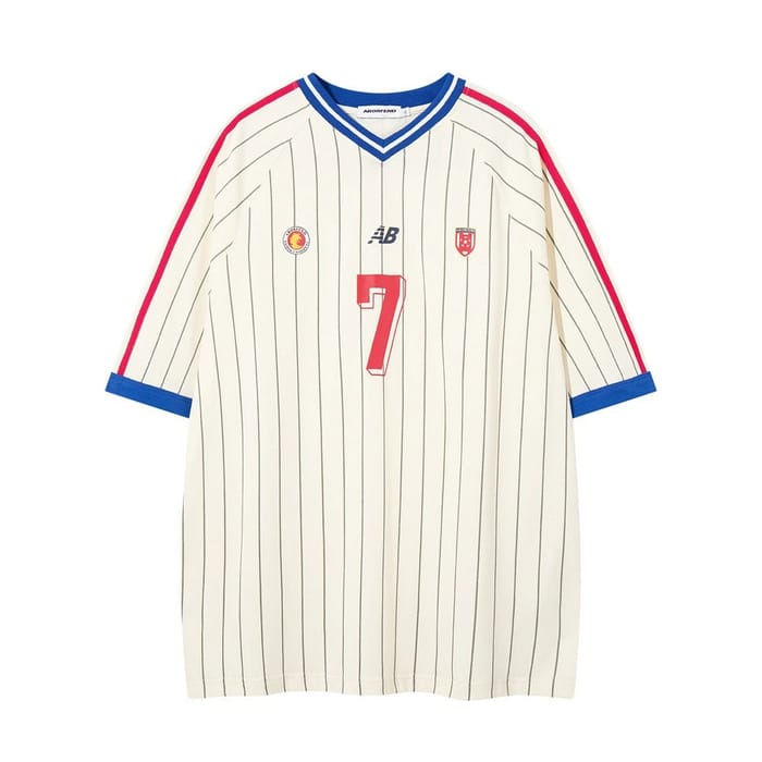 AB x Moncler Football Jersey Navy Pinstripe with White Number 7