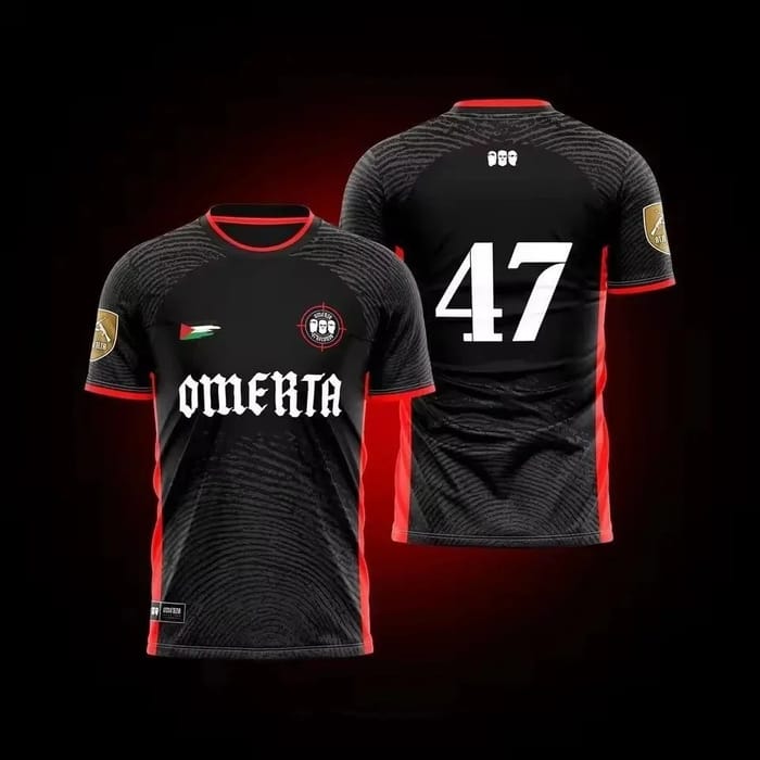 Omerta Black Football Jersey with Number 47