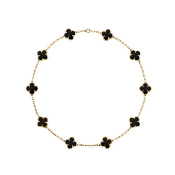 Black Clover Motif Gold Chain Necklace