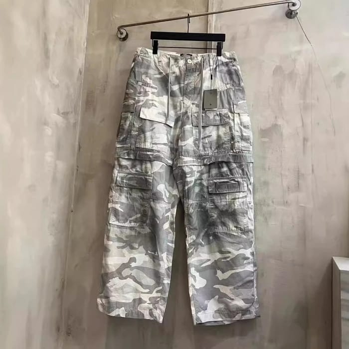Camo Cargo Pants Green Loose Fit