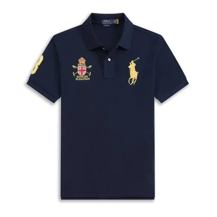 Ralph Lauren Polo Shirt with Gold Embroidery and Crest